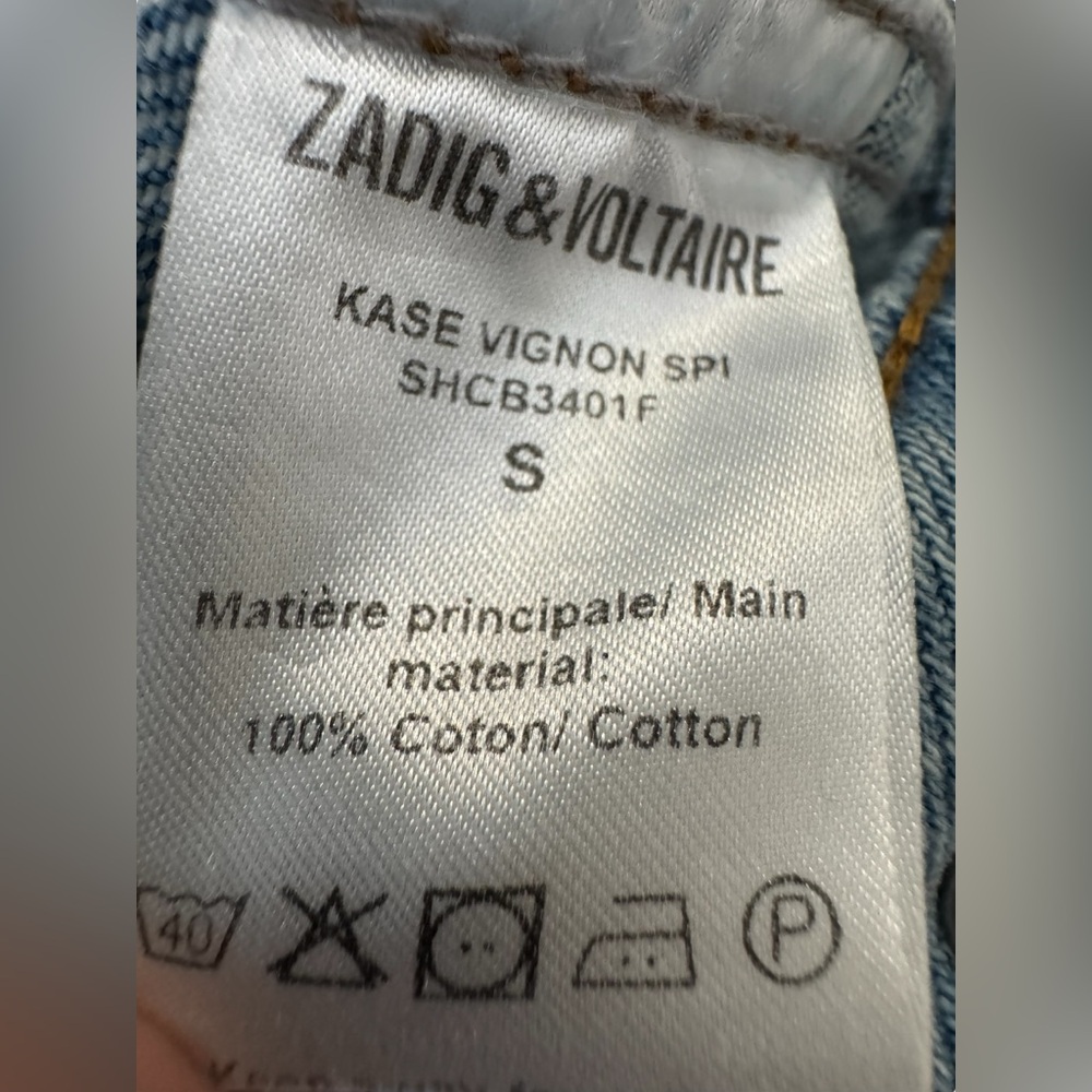 Zadig & Voltaire Kase Vignon Skull Embroidered Jean Jacket Small - Picture 14 of 15